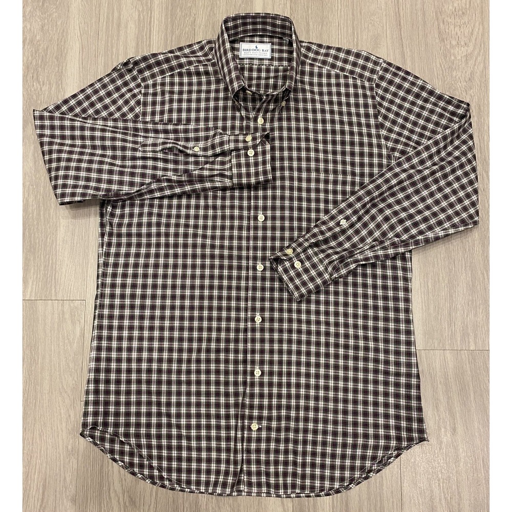 Bird Dog Bay Button Down Shirt Mens Medium Purple Green Tartan Plaid Casual M